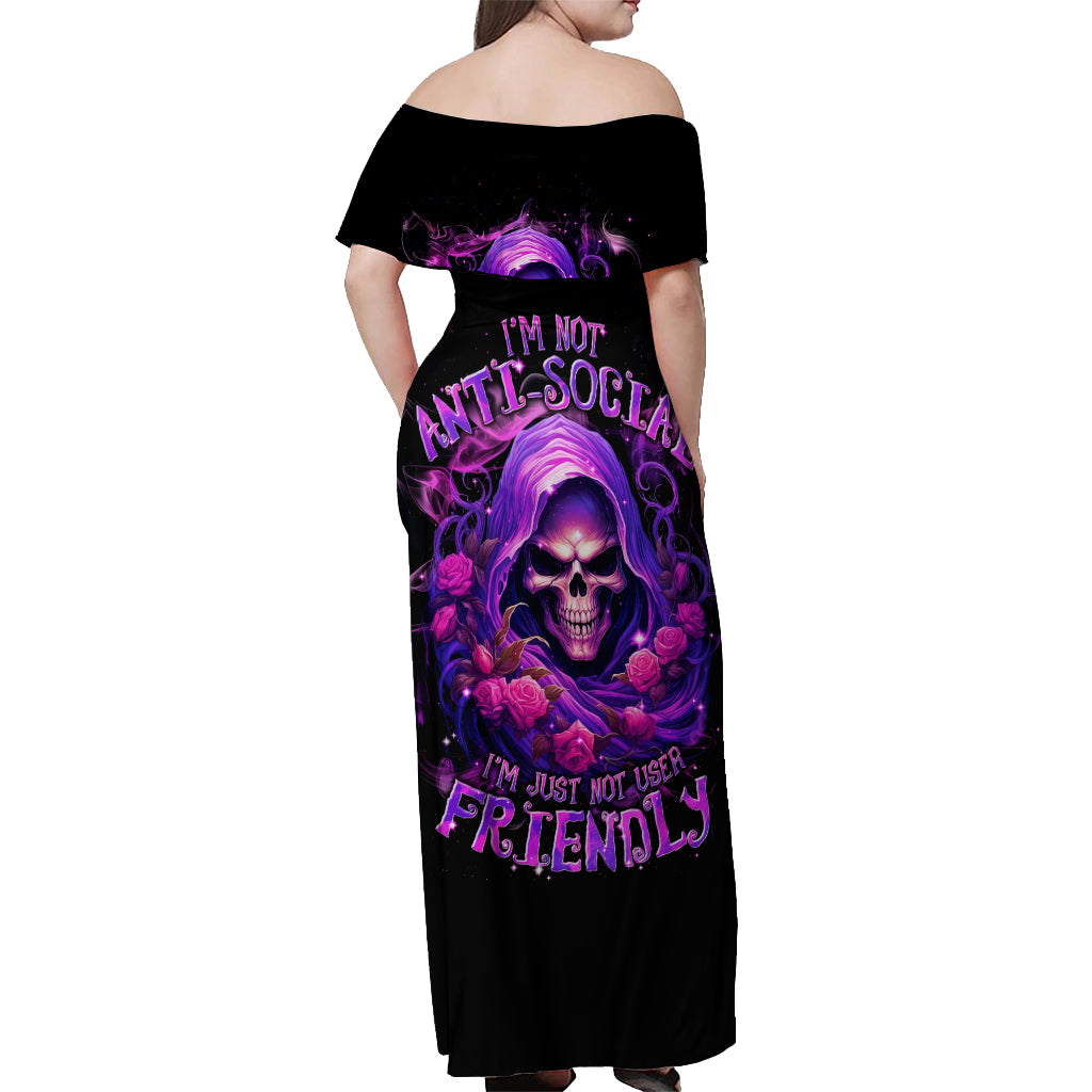 Reaper Skull Off Shoulder Maxi Dress I'm Not Ant-Social I'm Just Not User Friendly