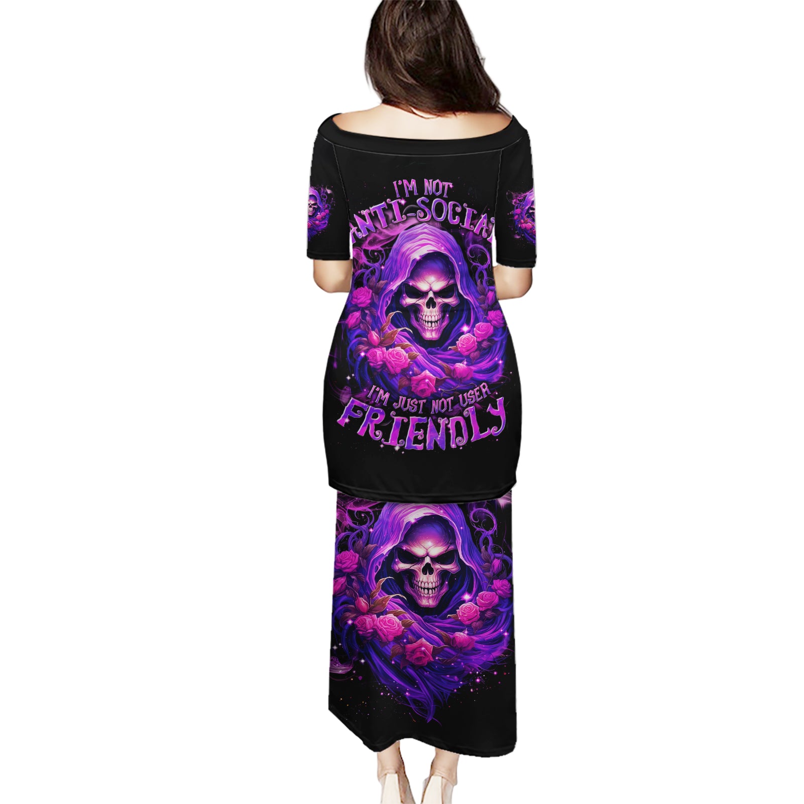 Reaper Skull Puletasi I'm Not Ant-Social I'm Just Not User Friendly