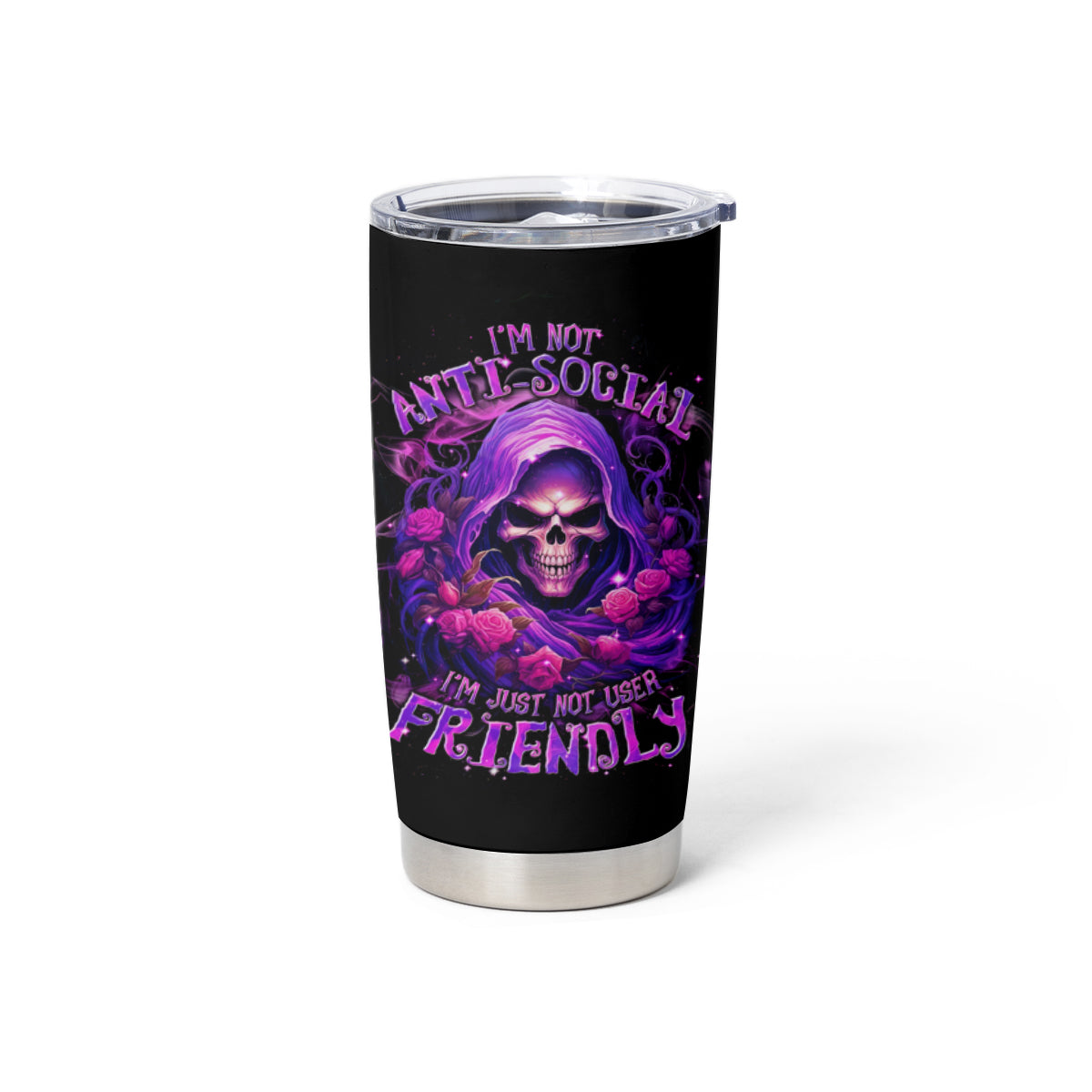 Reaper Skull Tumbler Cup I'm Not Anti-Social I'm Just Not User Friendly
