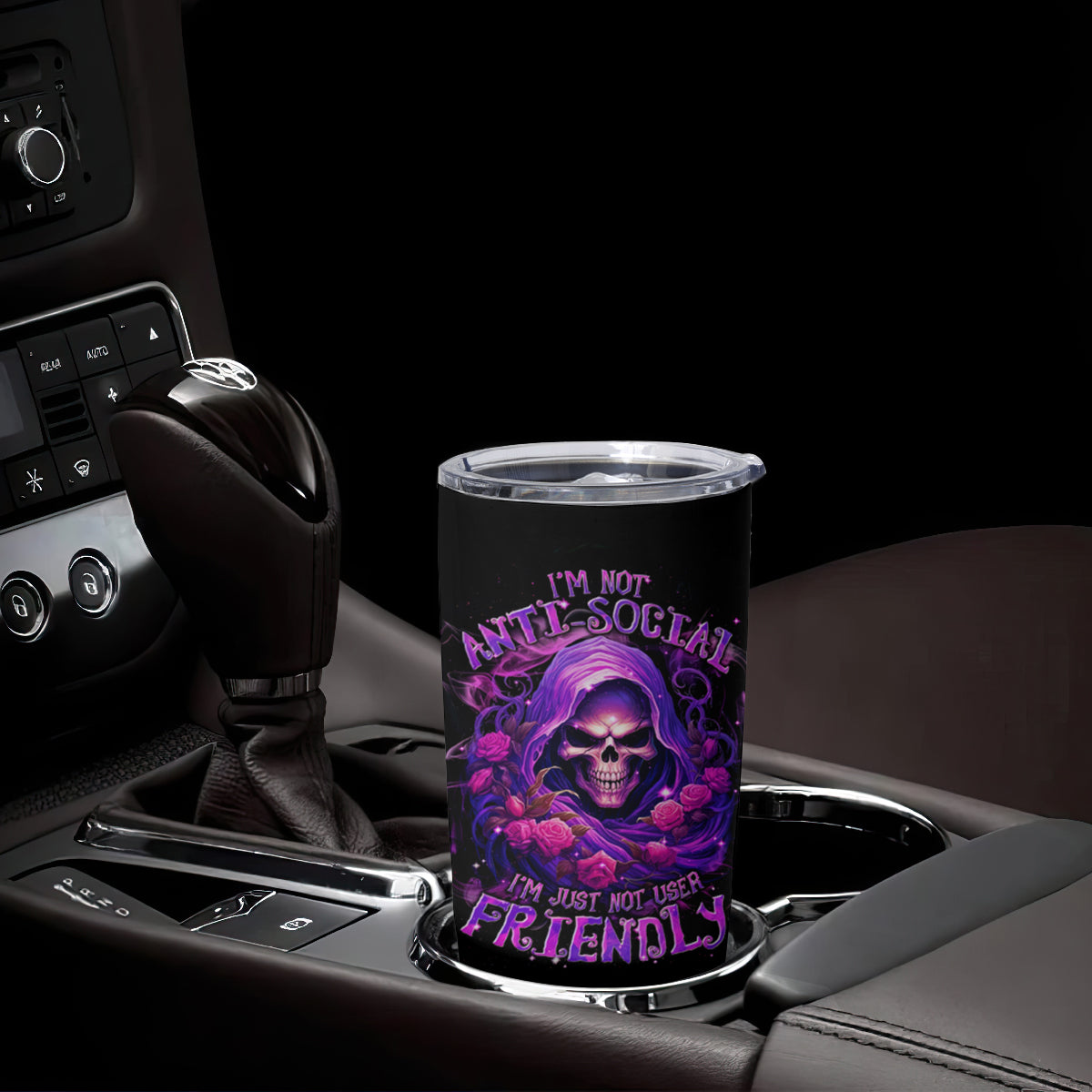 Reaper Skull Tumbler Cup I'm Not Anti-Social I'm Just Not User Friendly