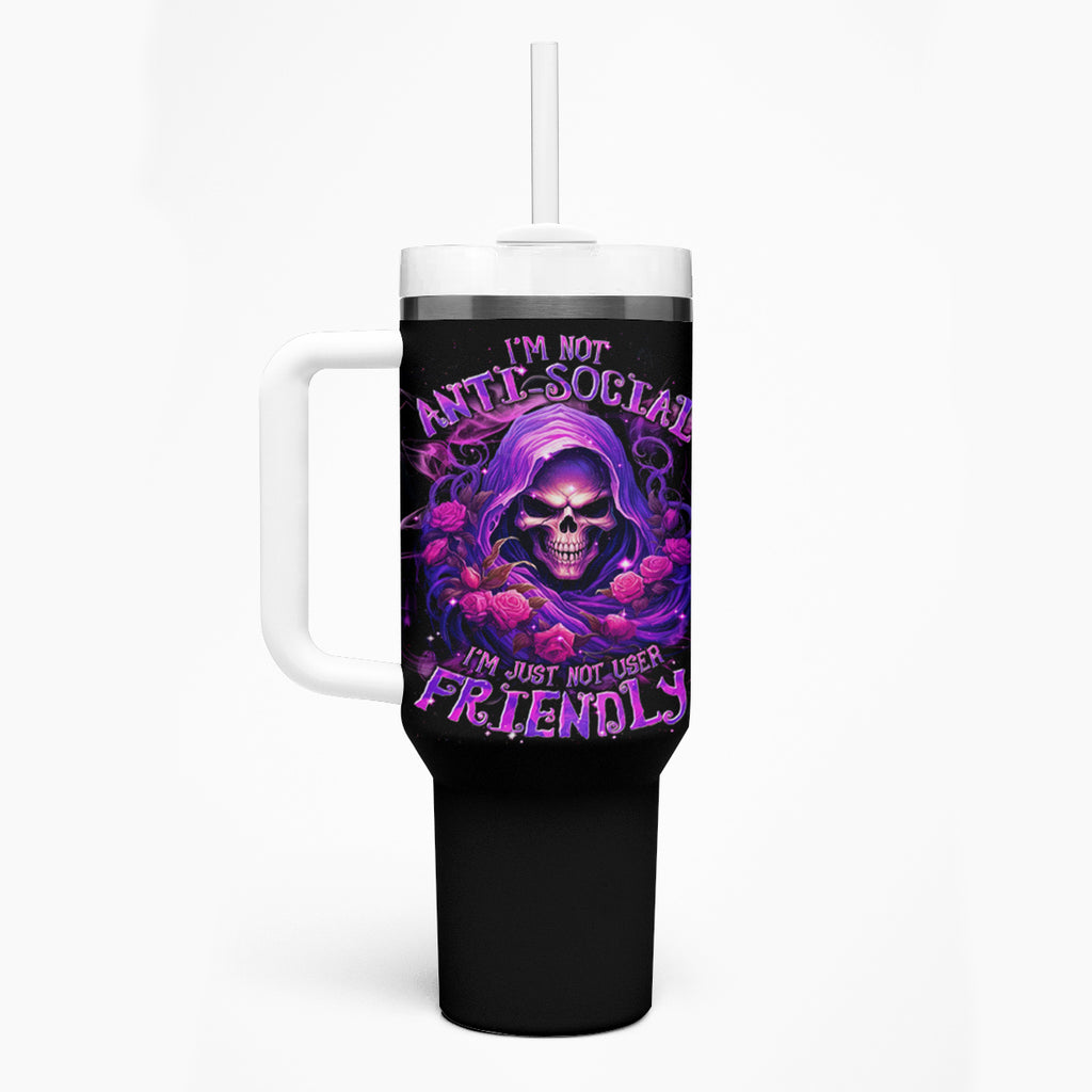 Reaper Skull Tumbler With Handle I'm Not Anti-Social I'm Just Not User Friendly