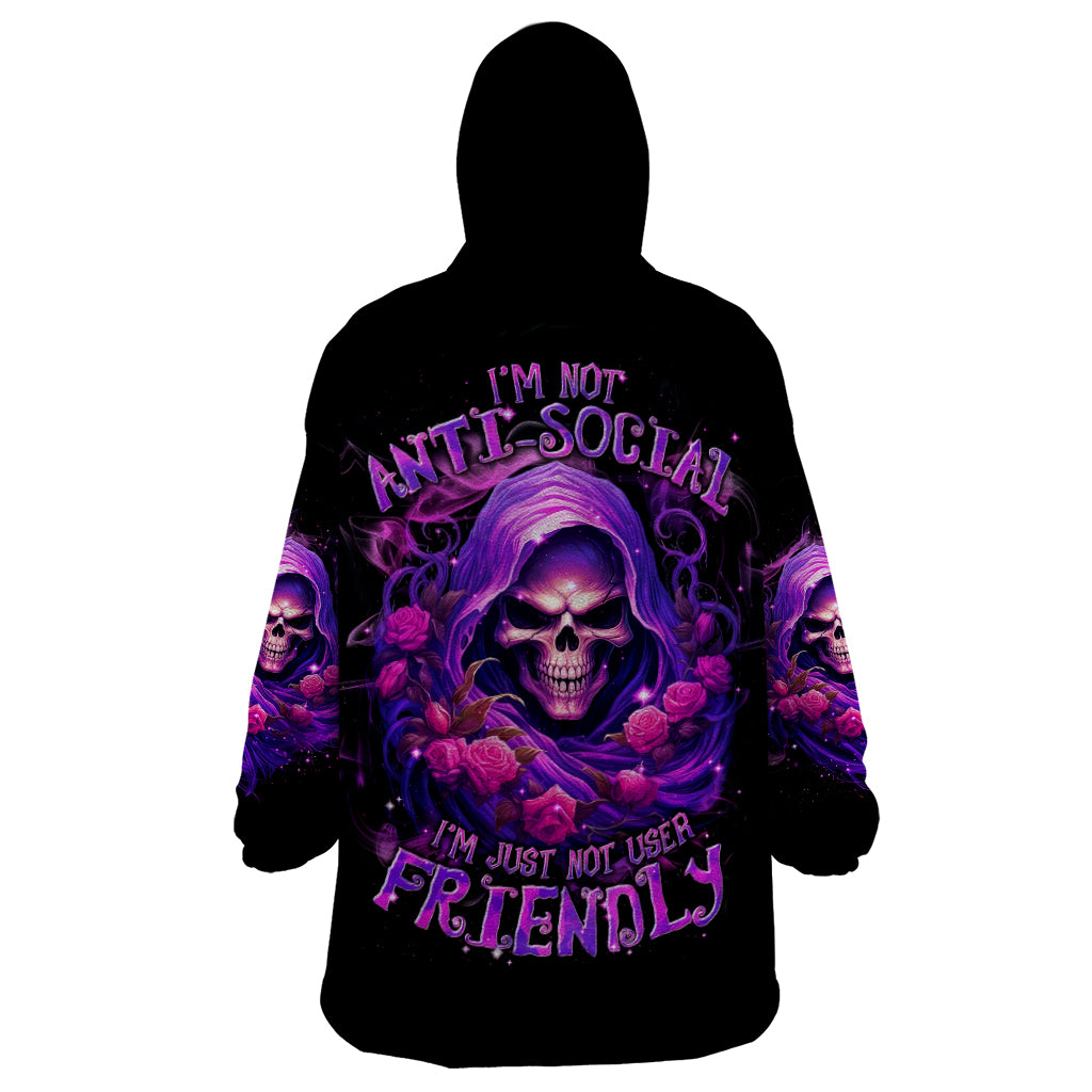 Reaper Skull Wearable Blanket Hoodie I'm Not Ant-Social I'm Just Not User Friendly