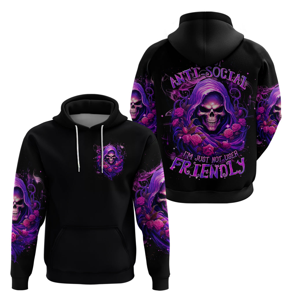 Reaper Skull Zip Hoodie I'm Not Ant-Social I'm Just Not User Friendly