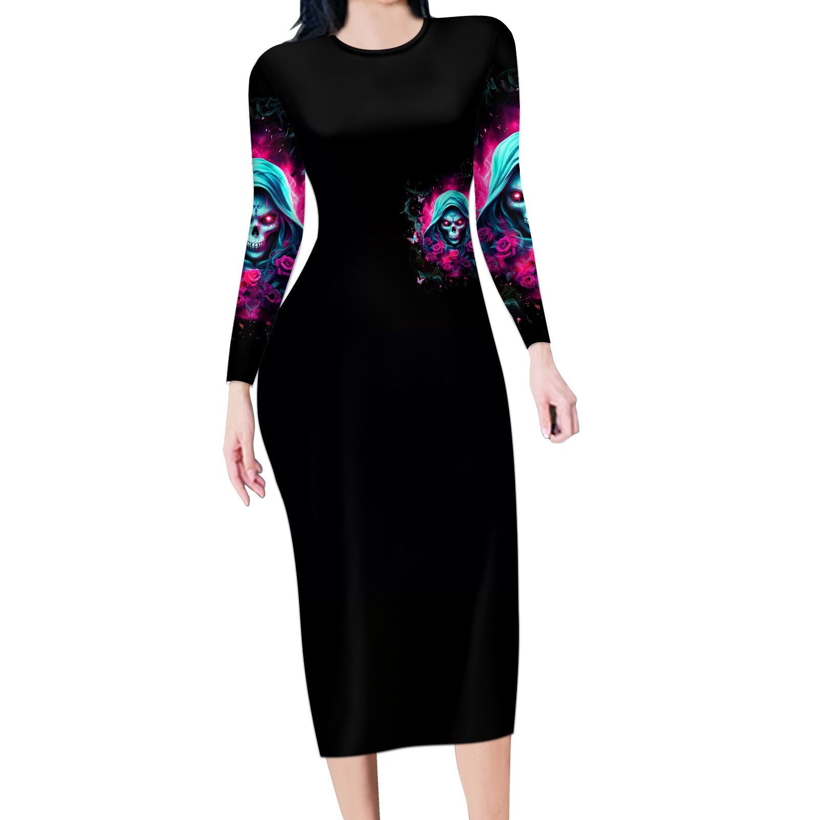 Witch Skull Long Sleeve Bodycon Dress The Good Girl In Me Got Tired Of The Bullshit