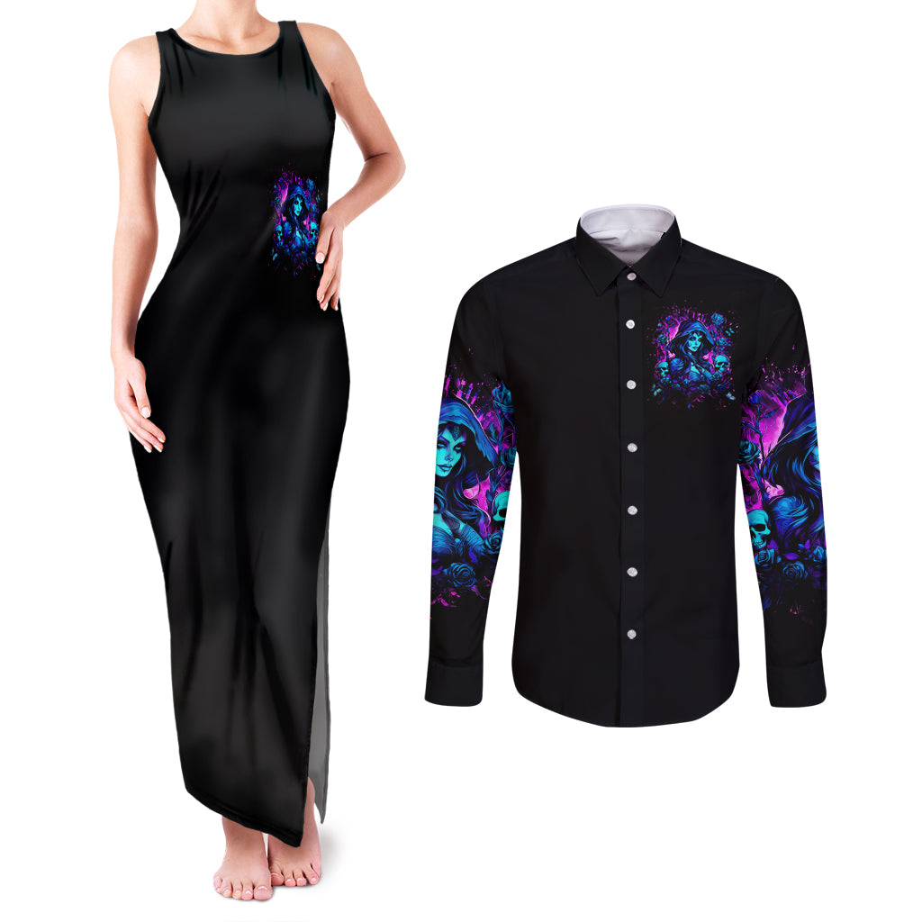 Witch Skull Couples Matching Tank Maxi Dress and Long Sleeve Button Shirt Assuming Was Like Most Girls Was Your First Mistake