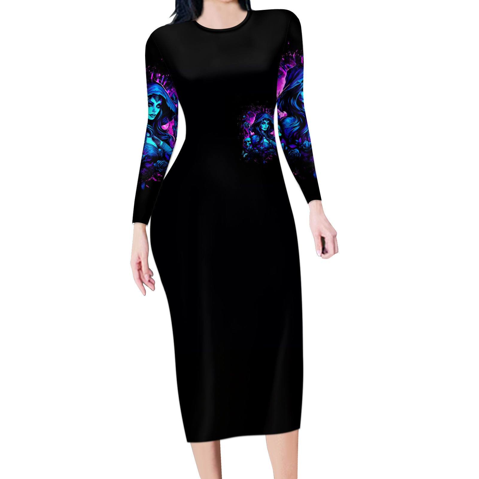Witch Skull Long Sleeve Bodycon Dress Assuming Was Like Most Girls Was Your First Mistake