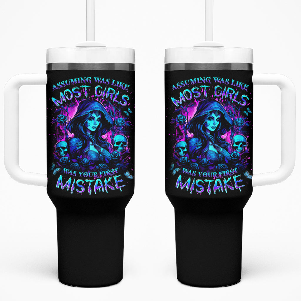 Witch Skull Tumbler With Handle Assuming Was Like Most Girls Was Your First Mistake
