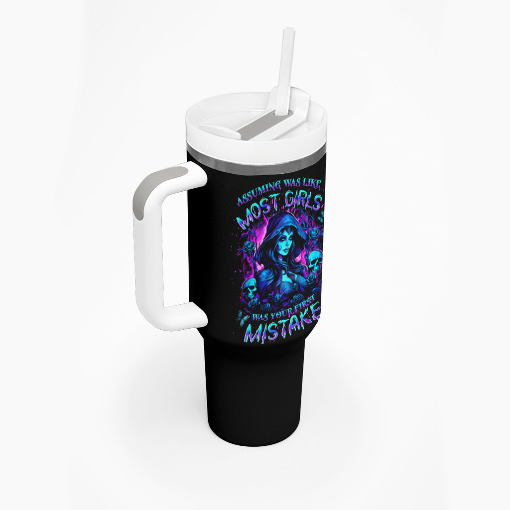 Witch Skull Tumbler With Handle Assuming Was Like Most Girls Was Your First Mistake