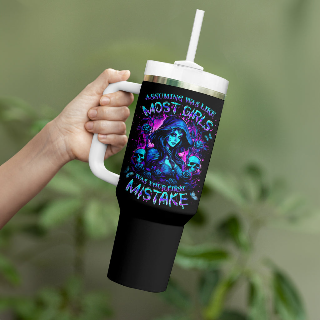 Witch Skull Tumbler With Handle Assuming Was Like Most Girls Was Your First Mistake