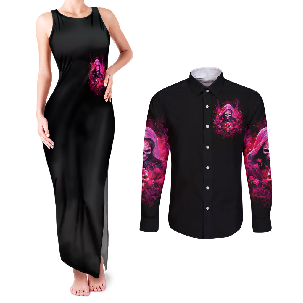Witch Skull Couples Matching Tank Maxi Dress and Long Sleeve Button Shirt I'm Not Ant-Social I'm Just Not User Friendly