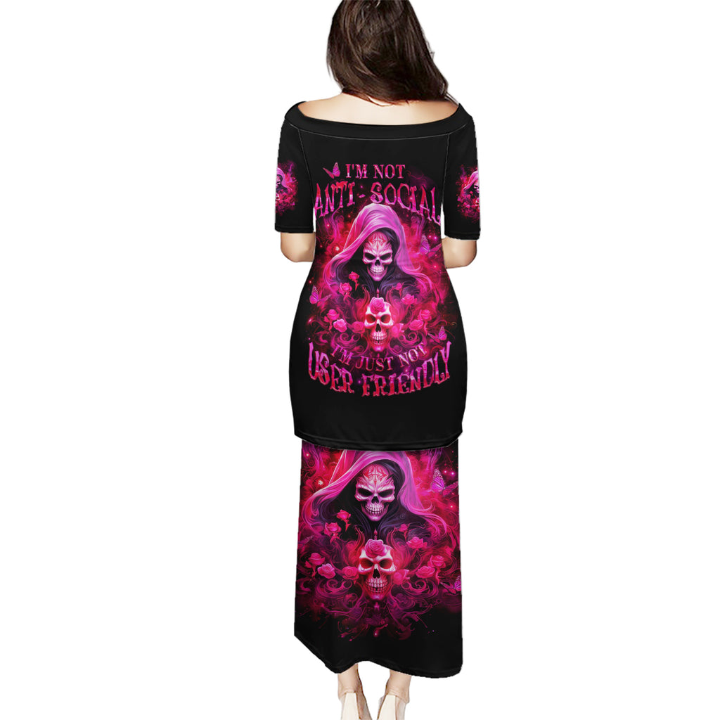 Witch Skull Puletasi I'm Not Ant-Social I'm Just Not User Friendly