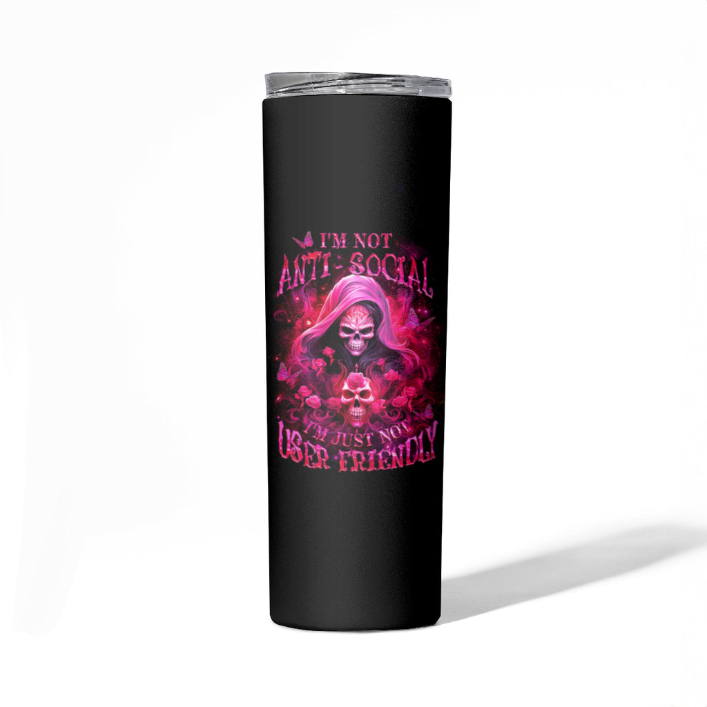 Witch Skull Skinny Tumbler I'm Not Anti-Social I'm Just Not User Friendly