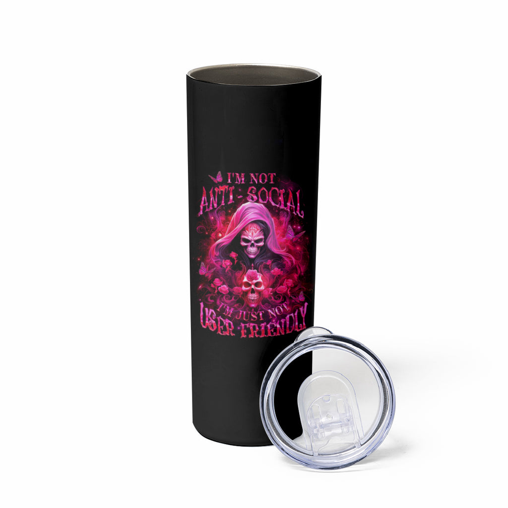Witch Skull Skinny Tumbler I'm Not Anti-Social I'm Just Not User Friendly