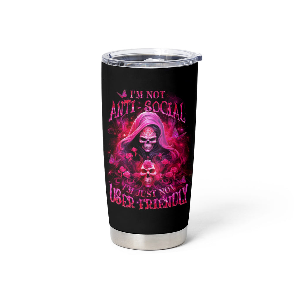 Witch Skull Tumbler Cup I'm Not Anti-Social I'm Just Not User Friendly