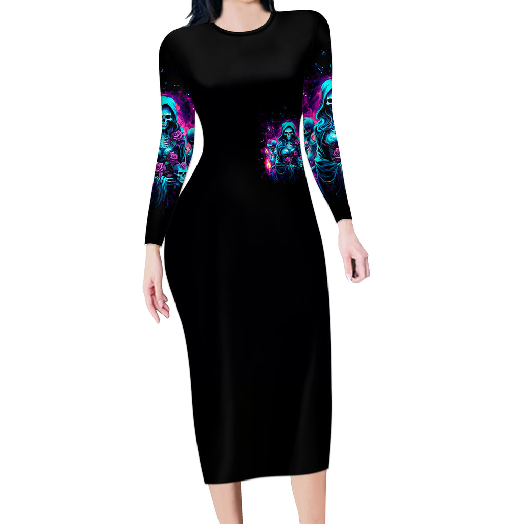Witch Skull Long Sleeve Bodycon Dress I Have 3 Sides And The Side You Never Want To See