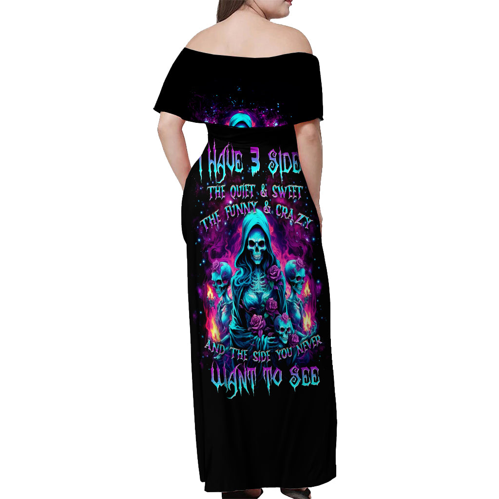 Witch Skull Off Shoulder Maxi Dress I Have 3 Sides And The Side You Never Want To See