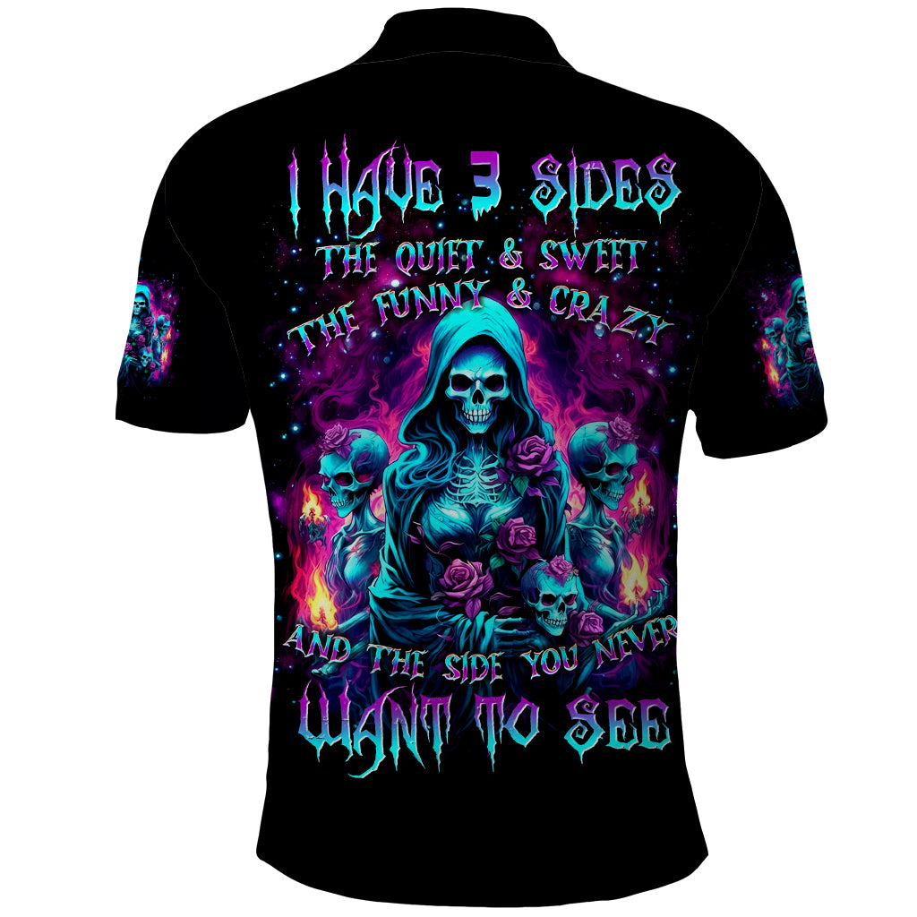 Witch Skull Polo Shirt I Have 3 Sides And The Side You Never Want To See