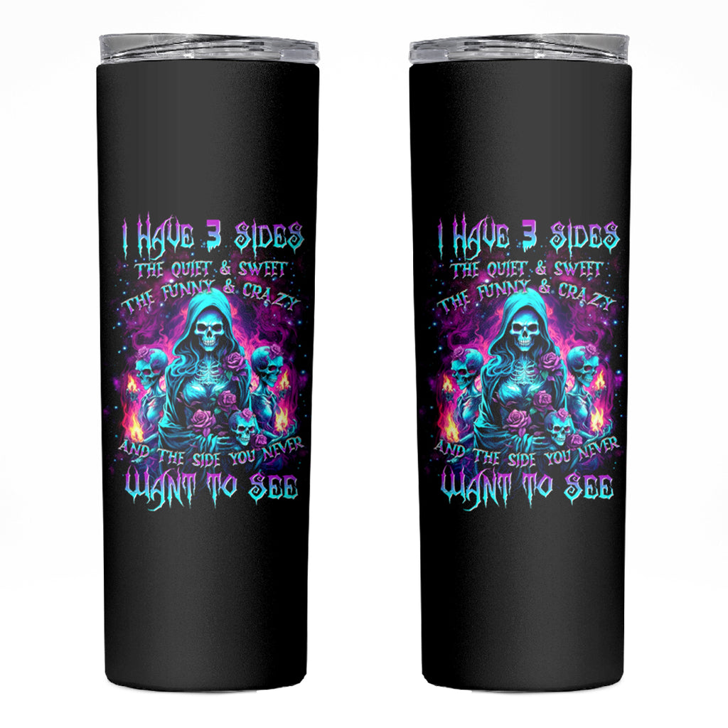 Witch Skull Skinny Tumbler I Have 3 Sides And The Side You Never Want To See