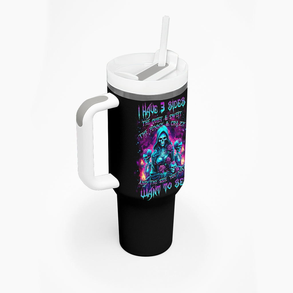 Witch Skull Tumbler With Handle I Have 3 Sides And The Side You Never Want To See