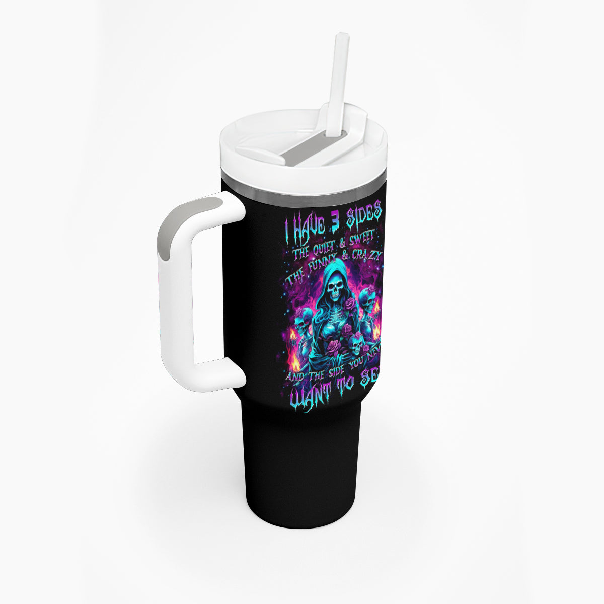 Witch Skull Tumbler With Handle I Have 3 Sides And The Side You Never Want To See