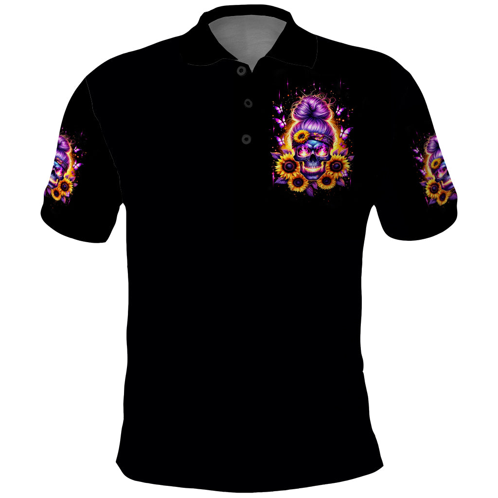 Sunflower Skull Polo Shirt She Is Sunshine Mixed With A Little Hurricane