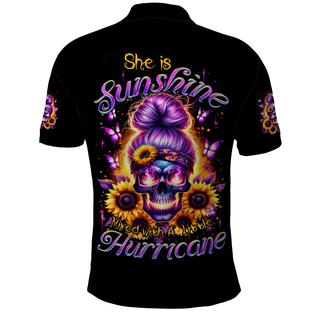 Sunflower Skull Polo Shirt She Is Sunshine Mixed With A Little Hurricane
