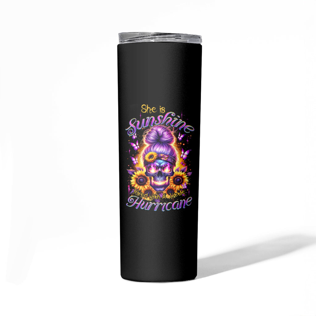 Sunflower Skull Skinny Tumbler She Is Sunshine Mixed With A Little Hurricane
