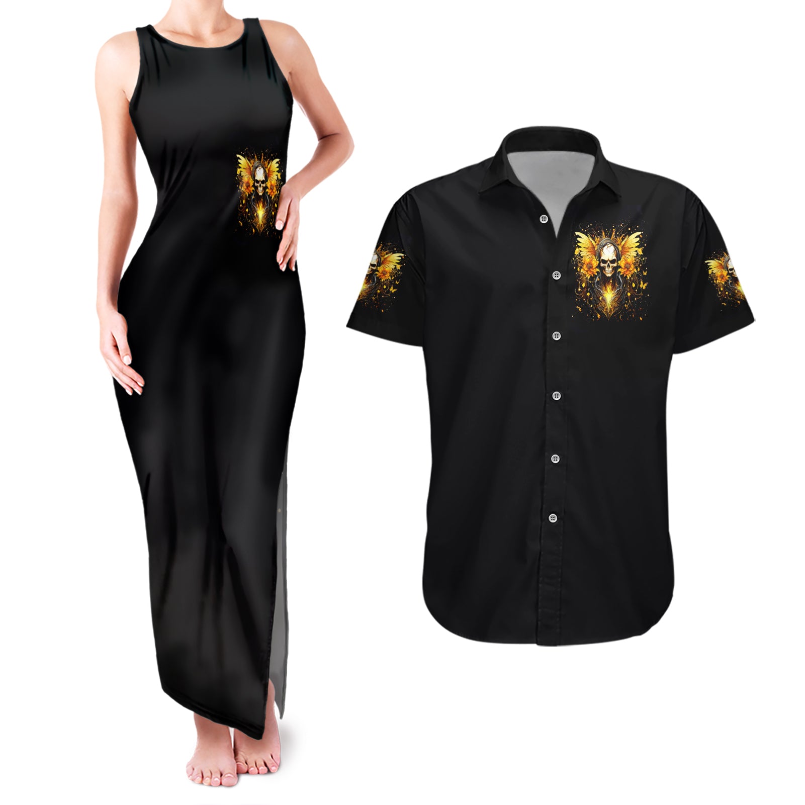 Fairy Skull Couples Matching Tank Maxi Dress and Hawaiian Shirt The Good Girl In Me Got Tired Of The Bullshit