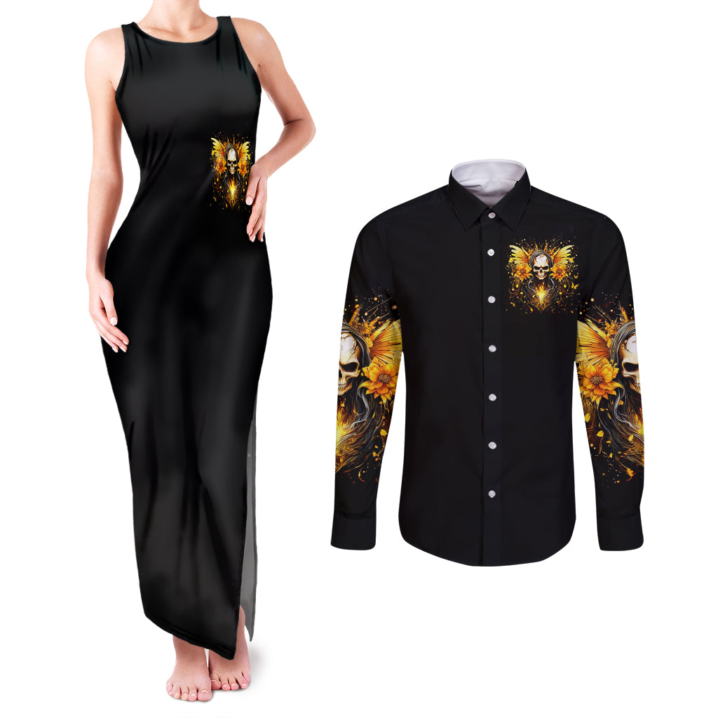 Fairy Skull Couples Matching Tank Maxi Dress and Long Sleeve Button Shirt The Good Girl In Me Got Tired Of The Bullshit