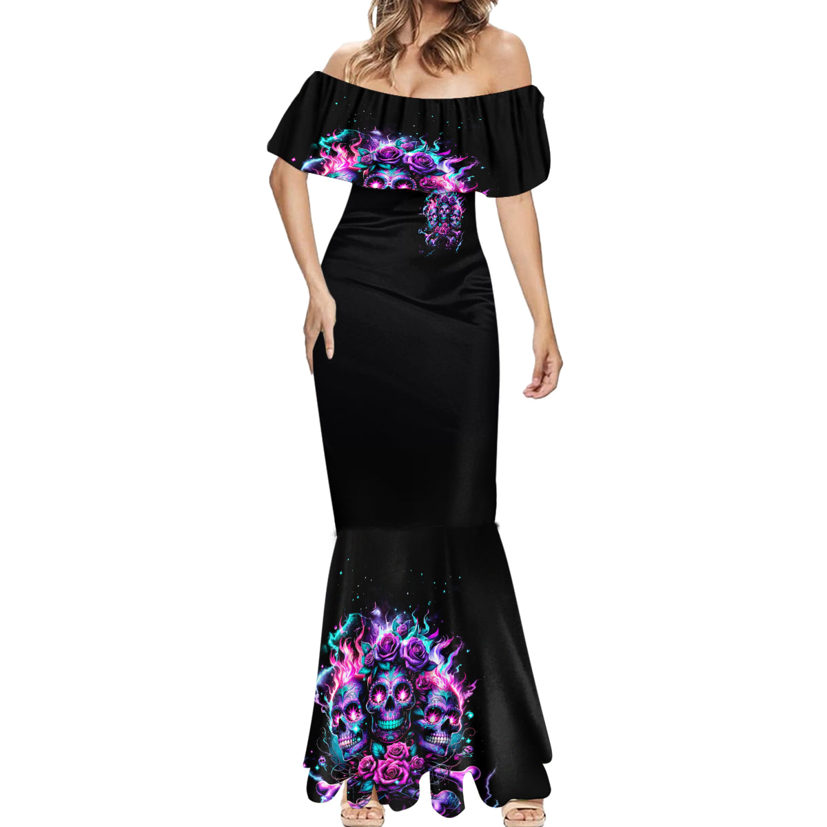 Flower Skull Mermaid Dress Stuck Between IDK IDC
