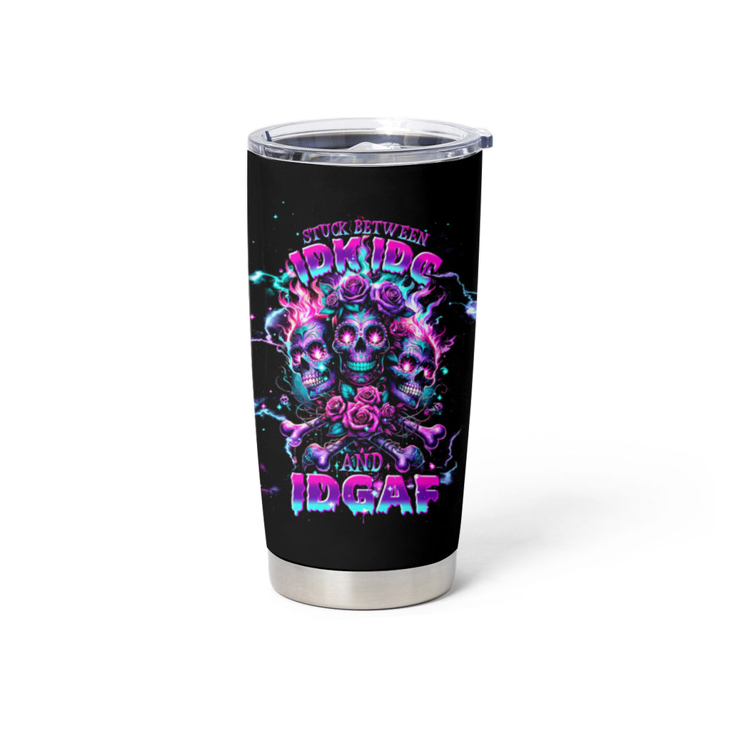 Flower Skull Tumbler Cup Stuck Between IDK IDC