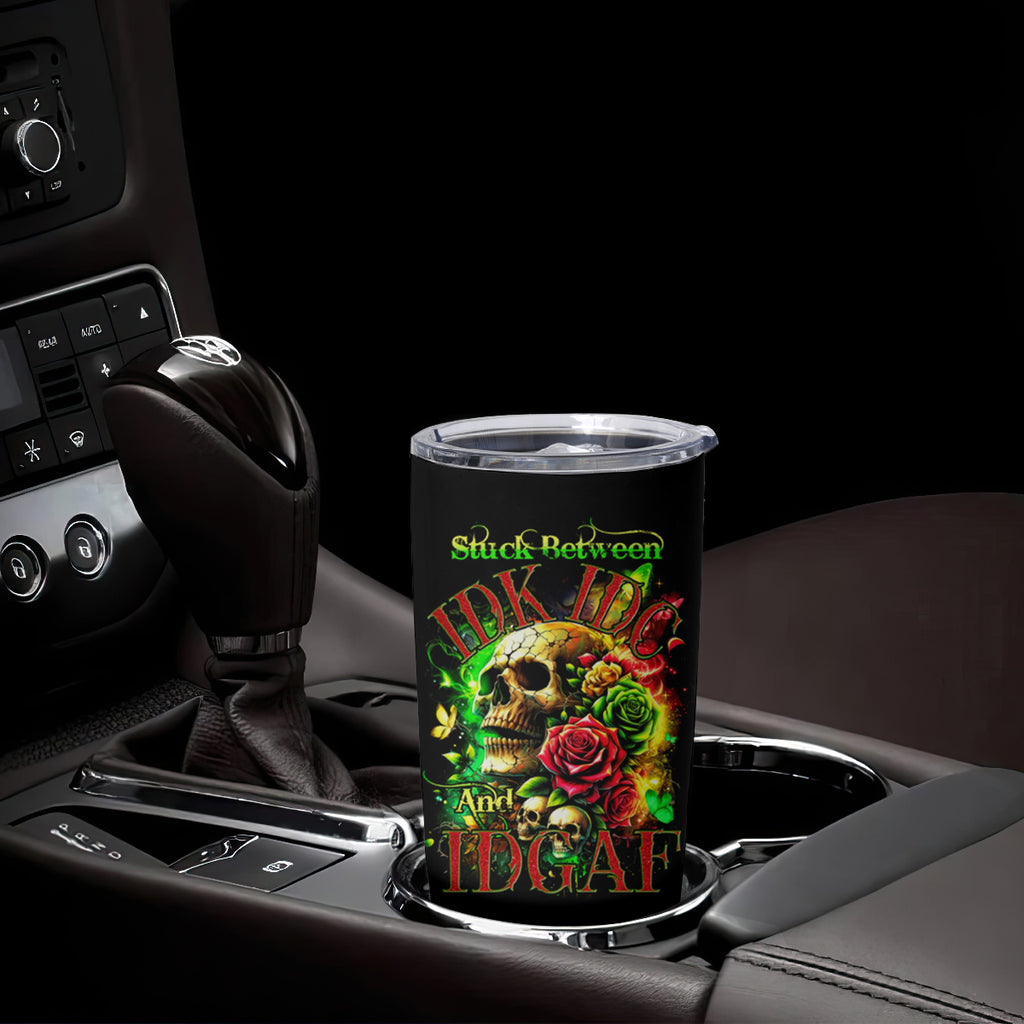 Rose Skull Tumbler Cup Stuck Between IDK IDC