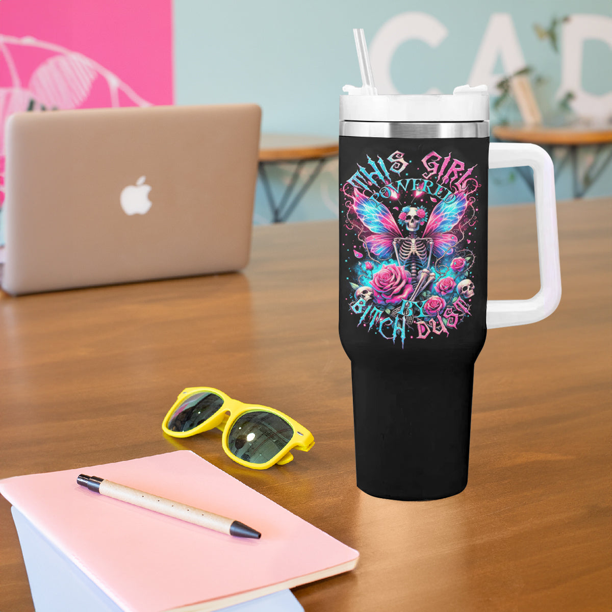 Fairy Skull Tumbler With Handle This Girl Powered By Bitch Dust