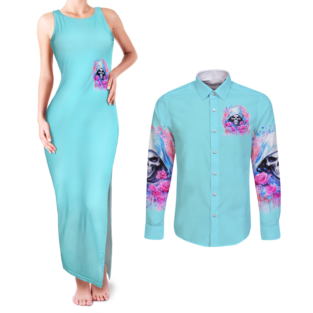 Witch Skull Couples Matching Tank Maxi Dress and Long Sleeve Button Shirt Assuming Was Like Most Girls Was Your First Mistake