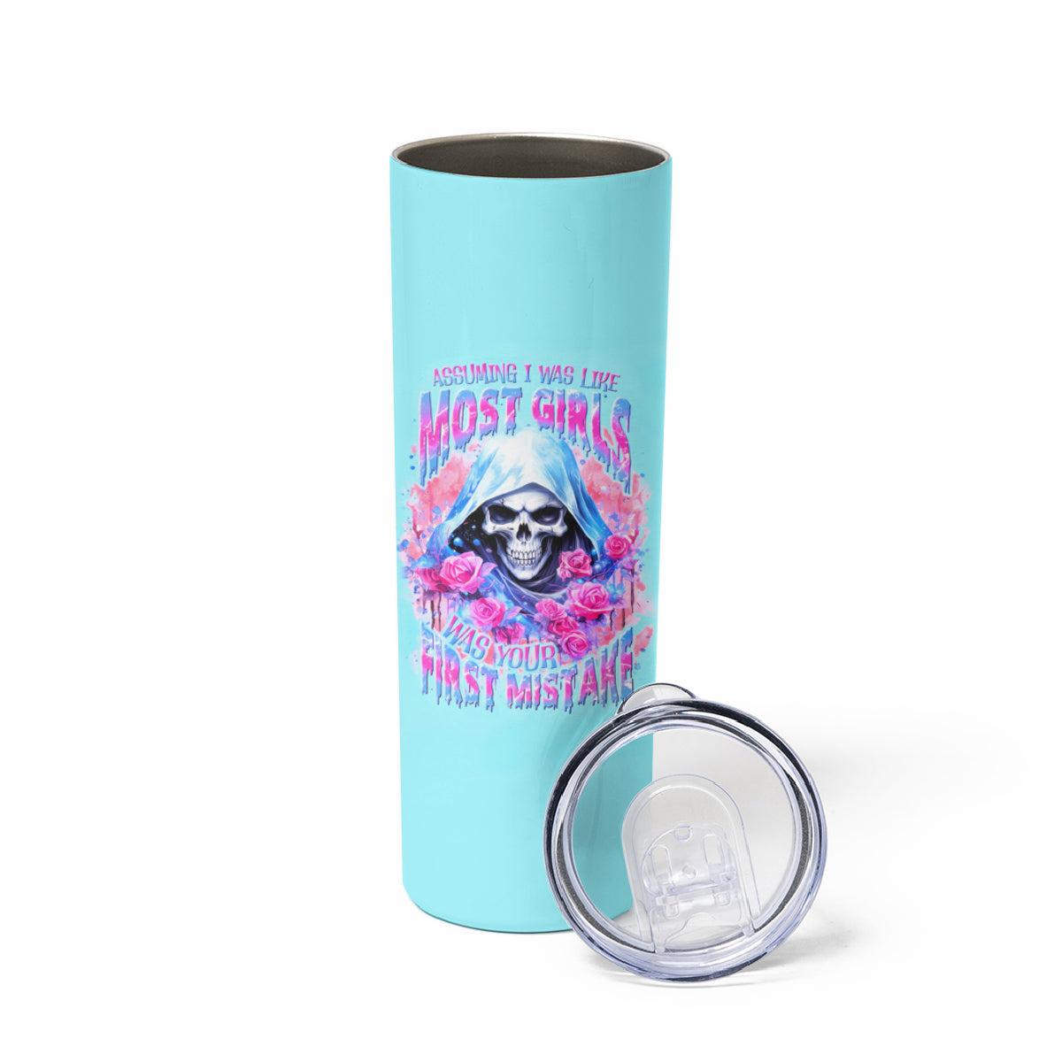 Witch Skull Skinny Tumbler Assuming Was Like Most Girls Was Your First Mistake