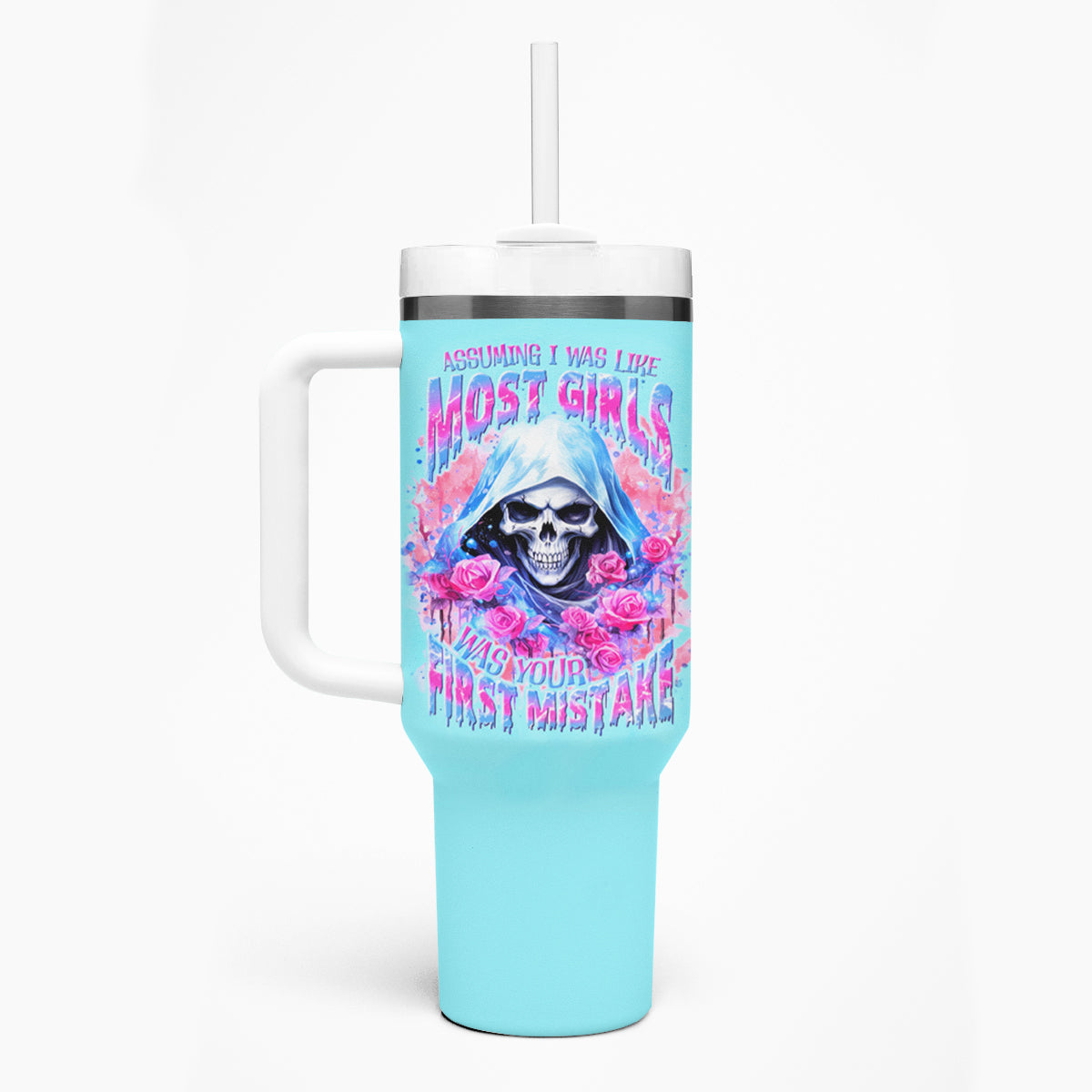 Witch Skull Tumbler With Handle Assuming Was Like Most Girls Was Your First Mistake
