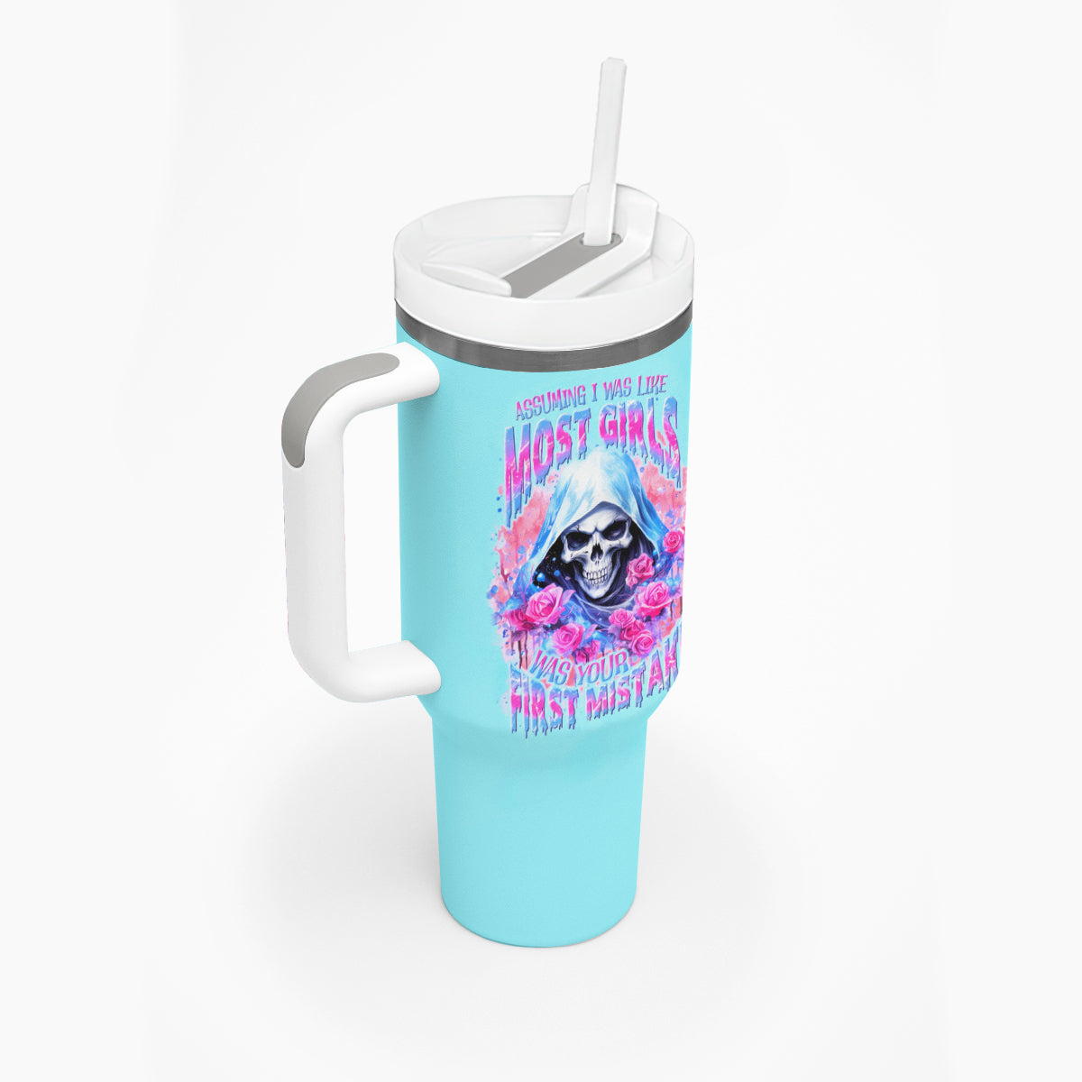 Witch Skull Tumbler With Handle Assuming Was Like Most Girls Was Your First Mistake