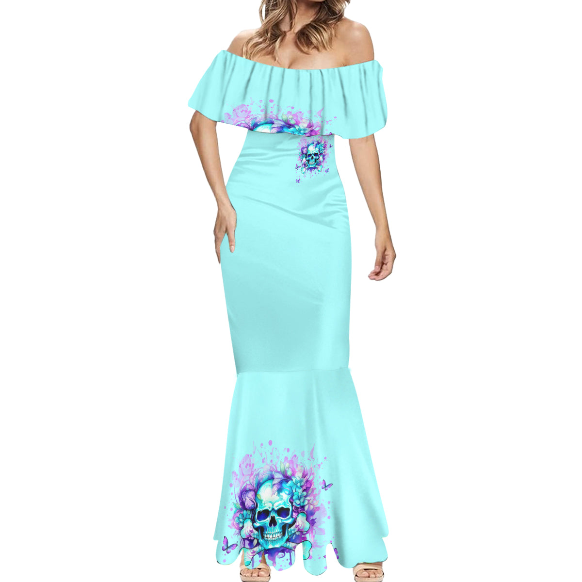 Flower Skull Mermaid Dress I'm A Bitch With A Low Bullshiit Tolrange Don't Try Me