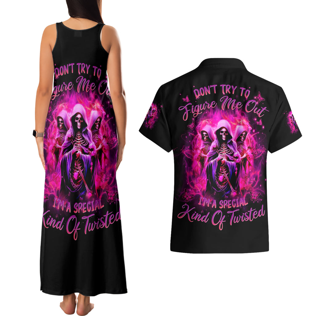 Witch Skull Couples Matching Tank Maxi Dress and Hawaiian Shirt Don't Try To Figure Me Out I'm A Special Kind Of Twisted