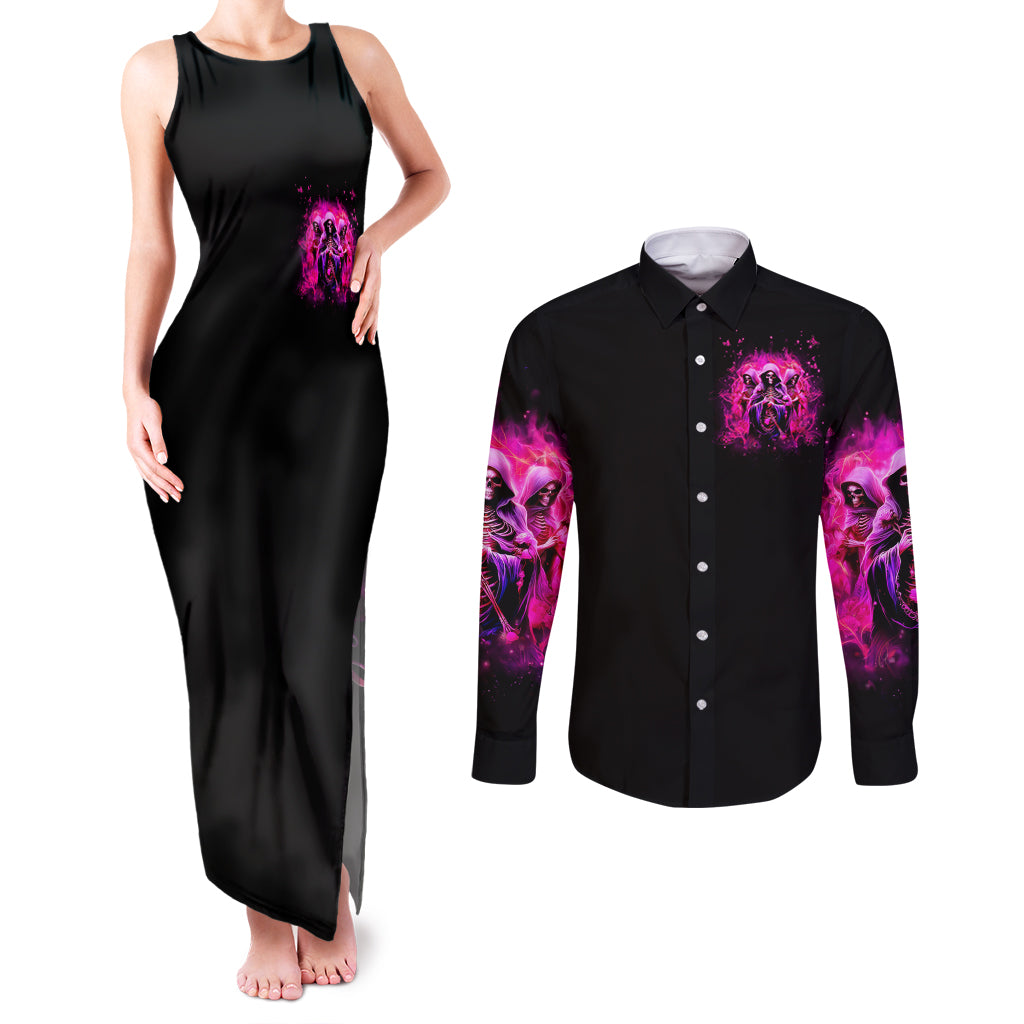 Witch Skull Couples Matching Tank Maxi Dress and Long Sleeve Button Shirt Don't Try To Figure Me Out I'm A Special Kind Of Twisted