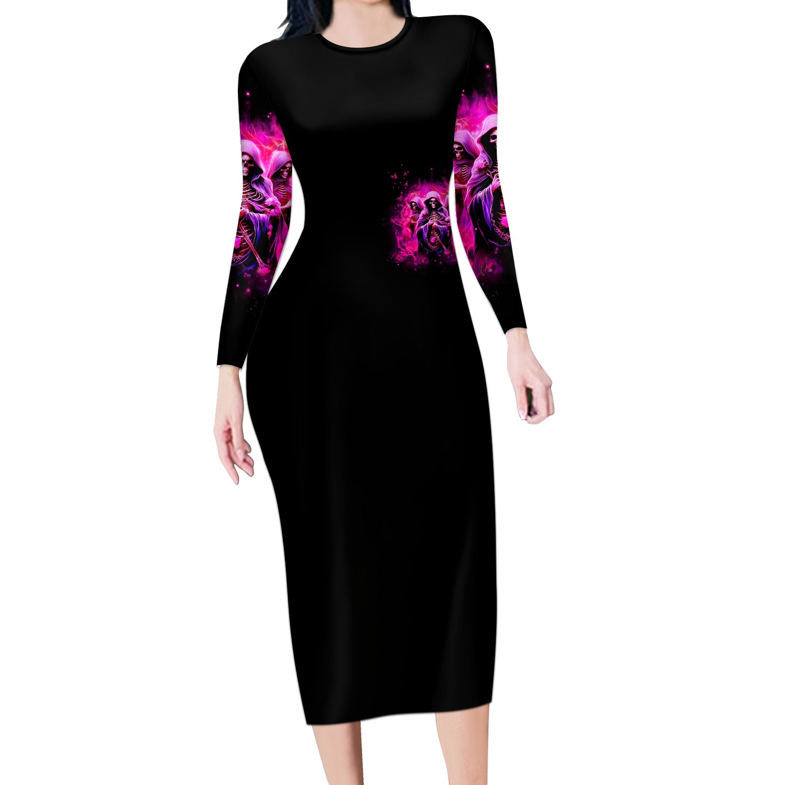 Witch Skull Long Sleeve Bodycon Dress Don't Try To Figure Me Out I'm A Special Kind Of Twisted