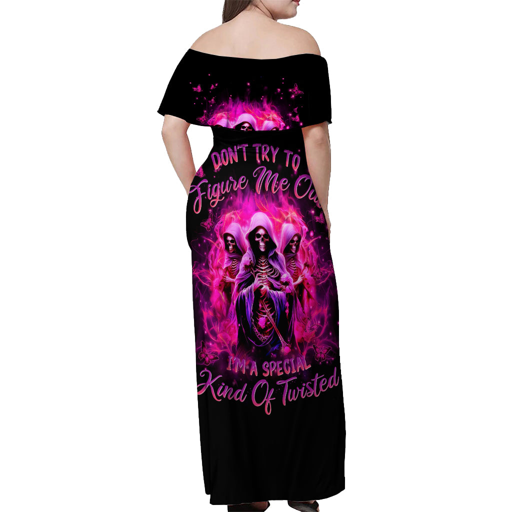 Witch Skull Off Shoulder Maxi Dress Don't Try To Figure Me Out I'm A Special Kind Of Twisted