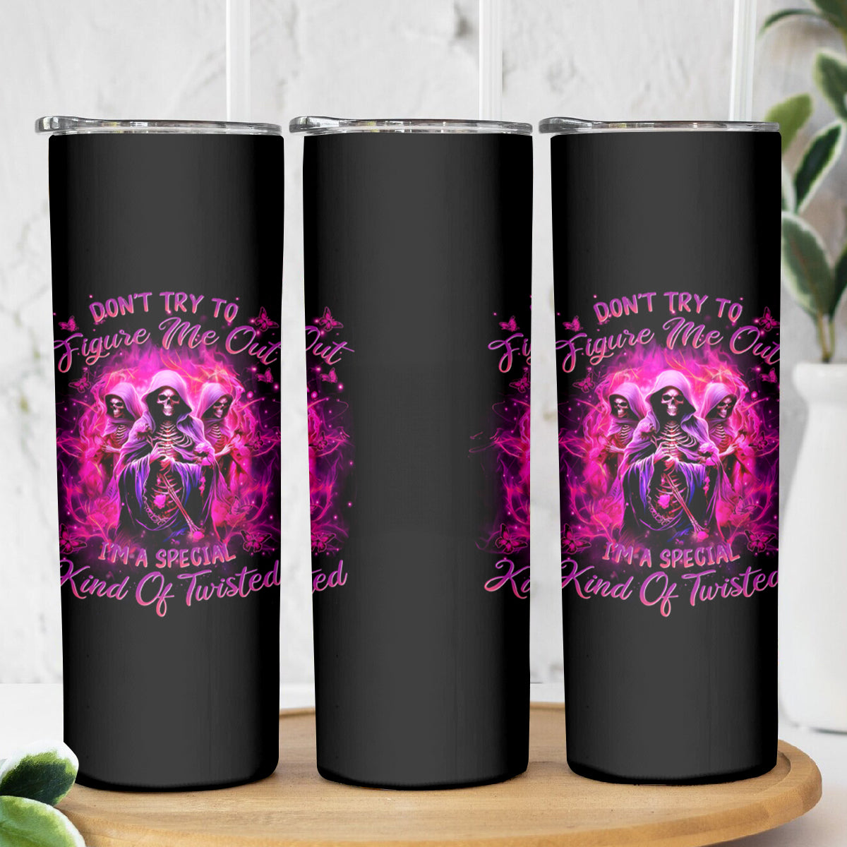 Witch Skull Skinny Tumbler Don't Try To Figure Me Out I'm A Special Kind Of Twisted