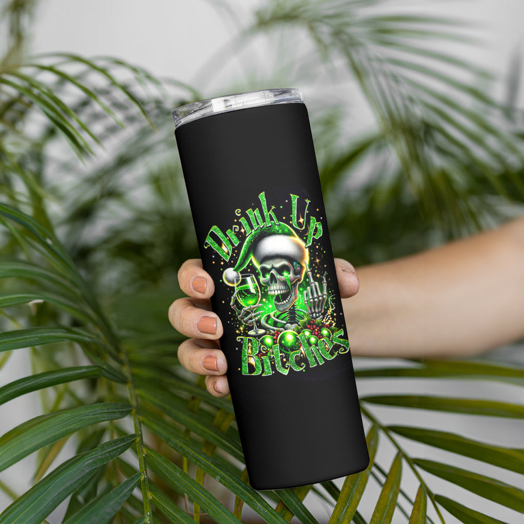 Christmas Skull Skinny Tumbler Drink Up Bitches