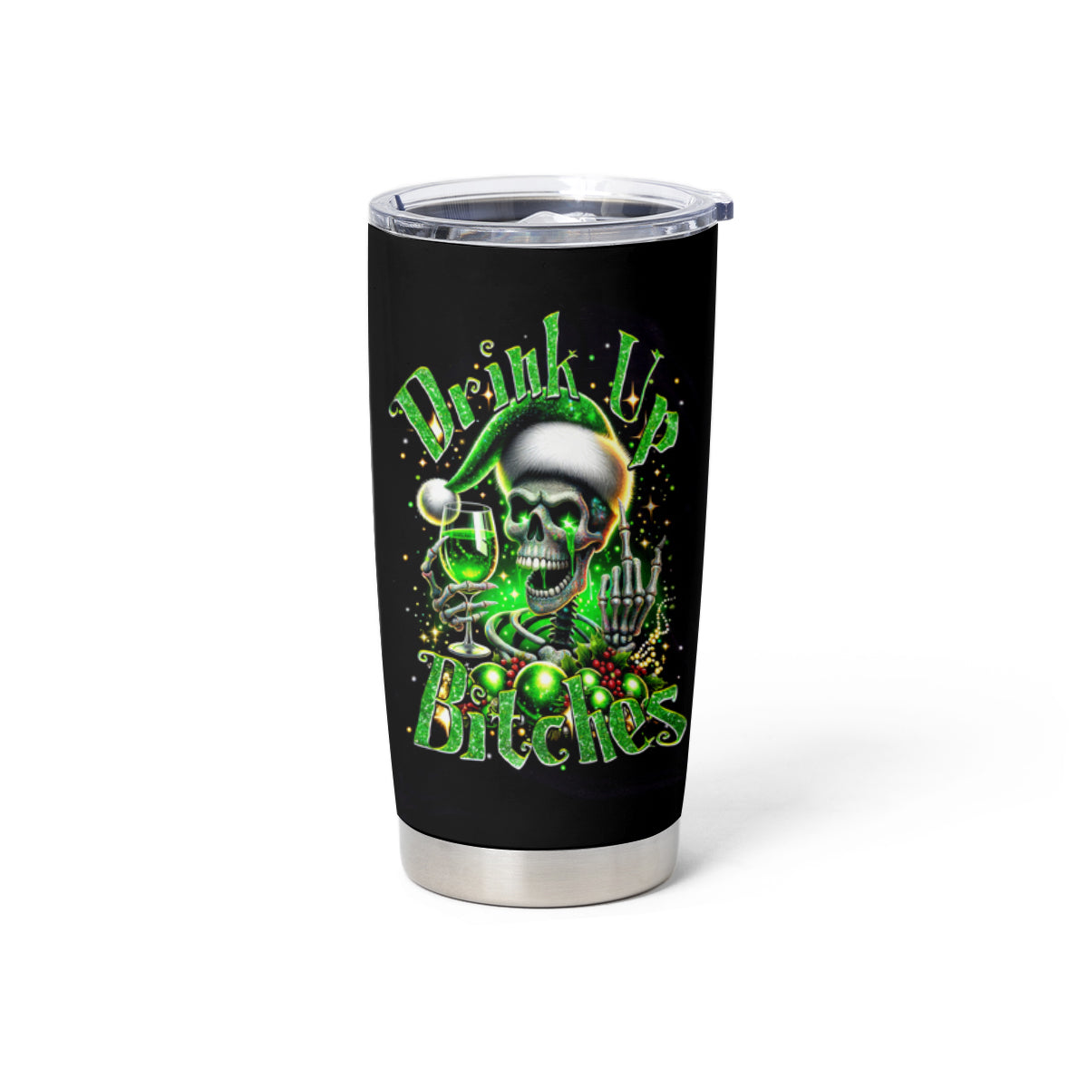 Christmas Skull Tumbler Cup Drink Up Bitches