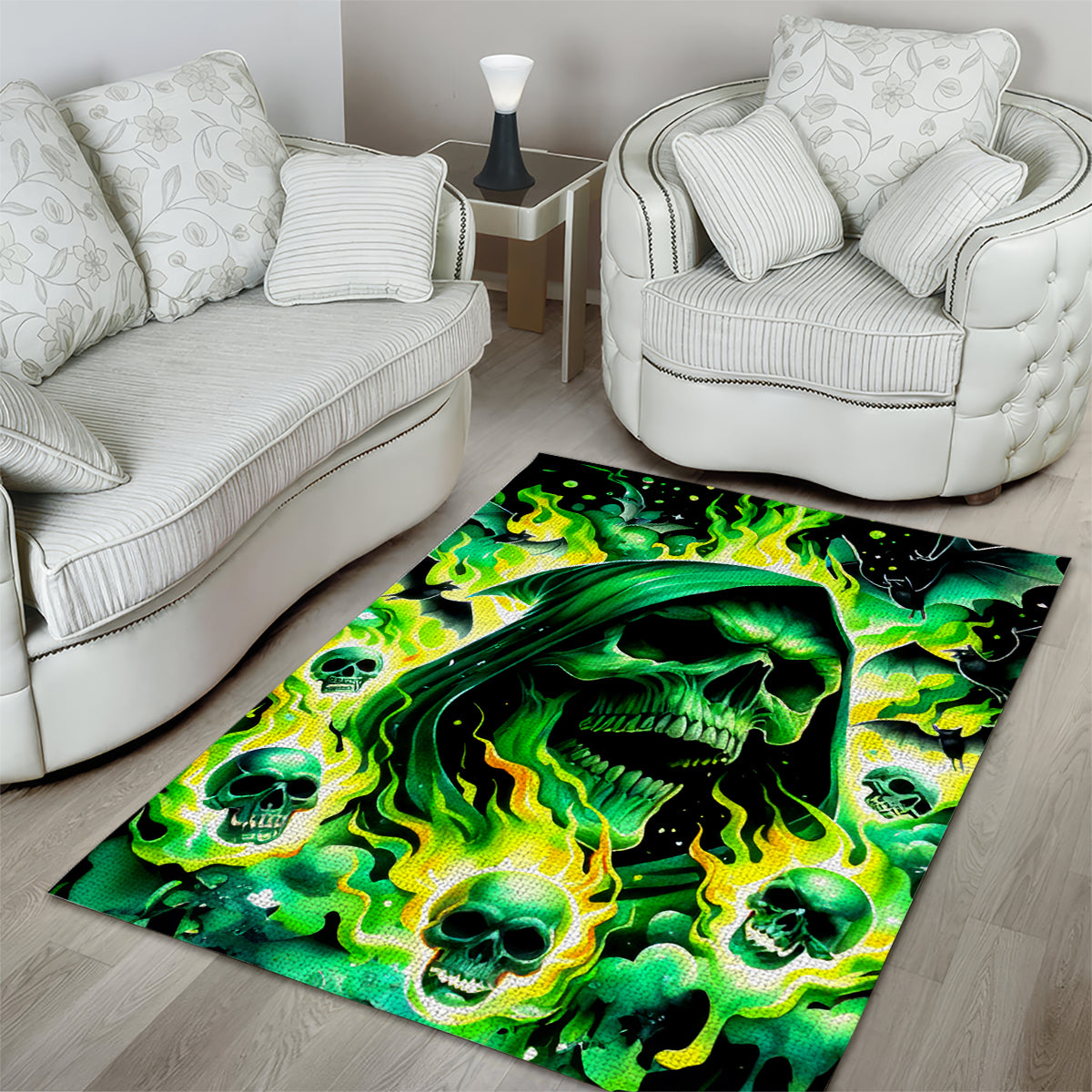 Flame Skull Area Rug Heaven Don't Want Me Hell Afraid I Take Over DT01
