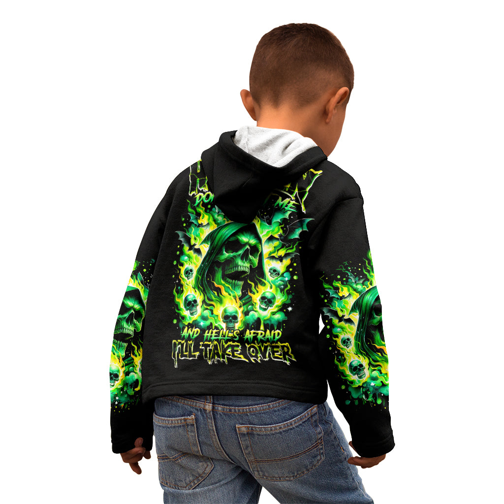 Flame Skull Kid Hoodie Heaven Don't Want Me Hell Afraid I Take Over DT01