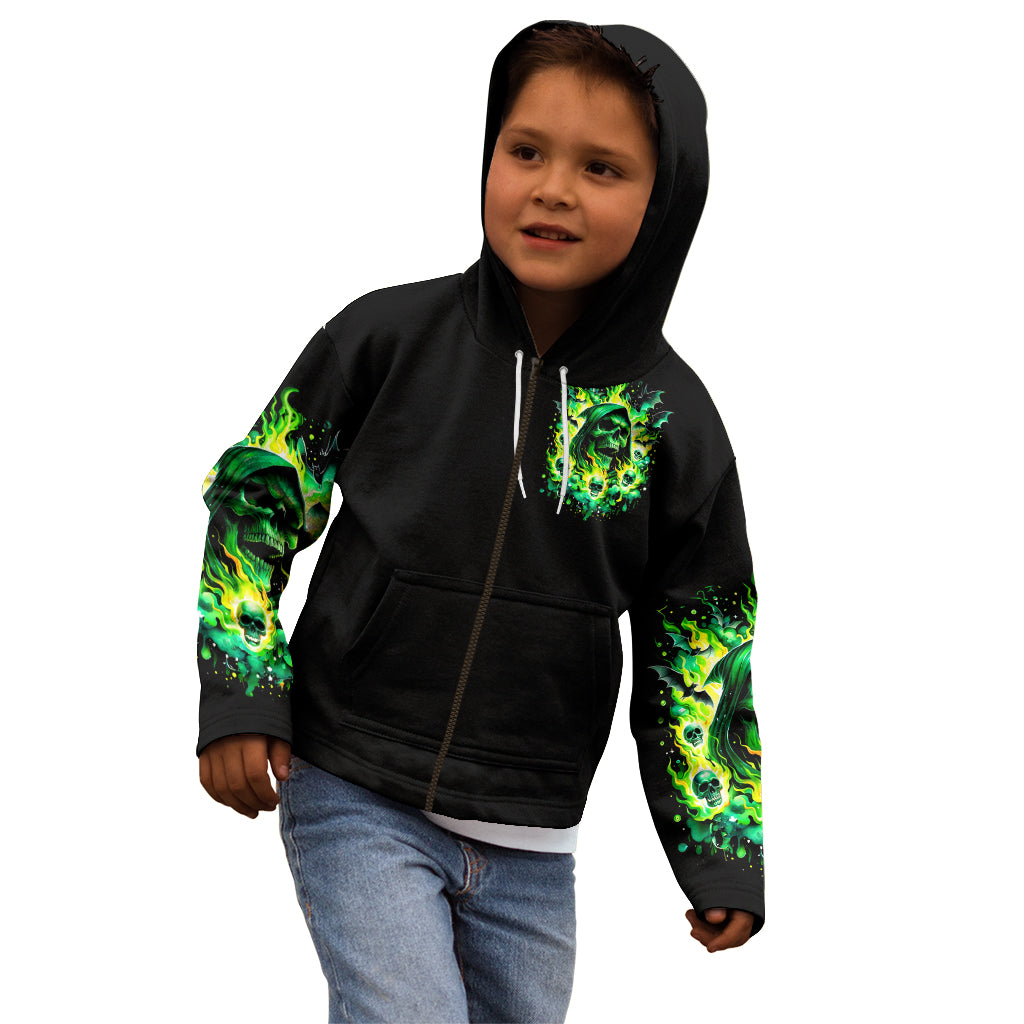 Flame Skull Kid Hoodie Heaven Don't Want Me Hell Afraid I Take Over DT01