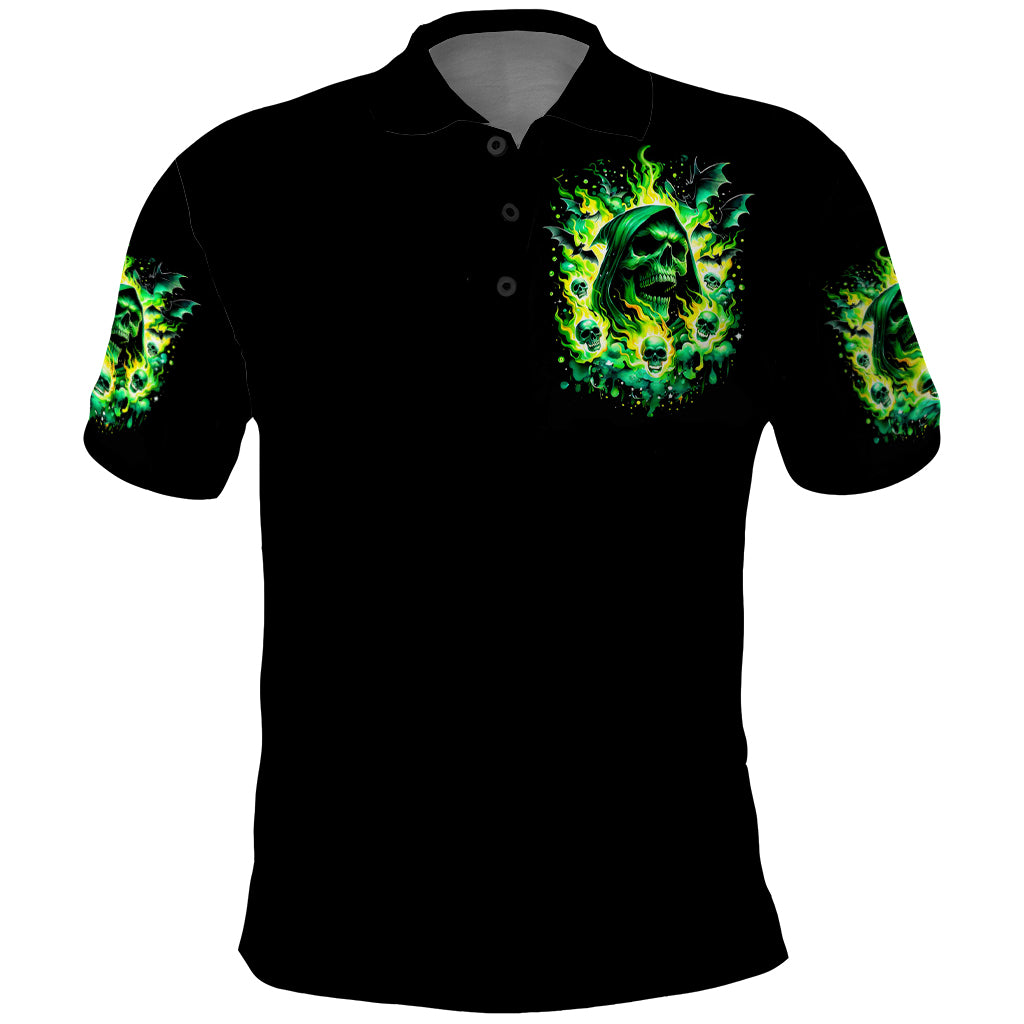 Flame Skull Polo Shirt Heaven Don't Want Me Hell Afraid I Take Over DT01