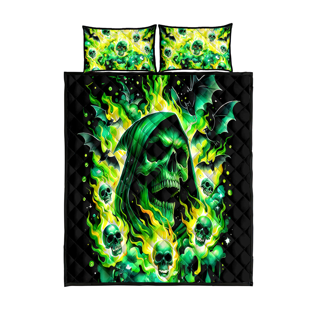 Flame Skull Quilt Heaven Don't Want Me Hell Afraid I Take Over DT01